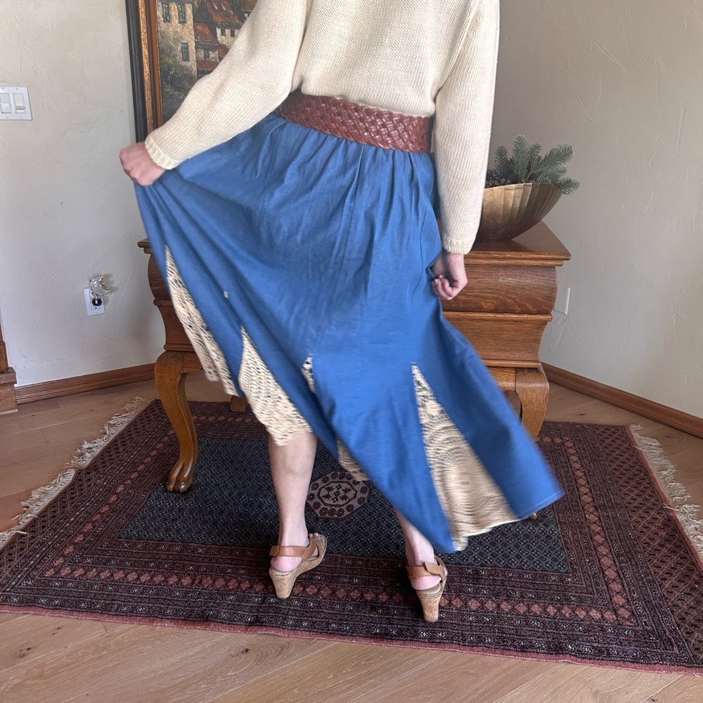 🌿 Vintage Flowy Denim Maxi Skirt | Prairie Girl | Cottagecore - Picture 5 of 7